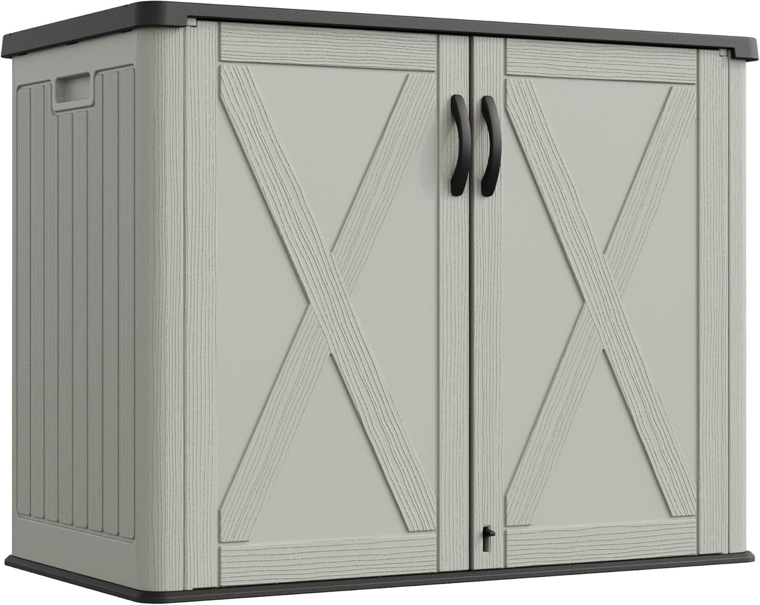 Greesum Outdoor Storage Cabinet, 25 Cu.Ft Deck Box Without Shelves, Waterproof Plastic Storage Bin for Patio Cushions, Gardening Tools, Lockable and Sidehandles, UV Resistant, Beige