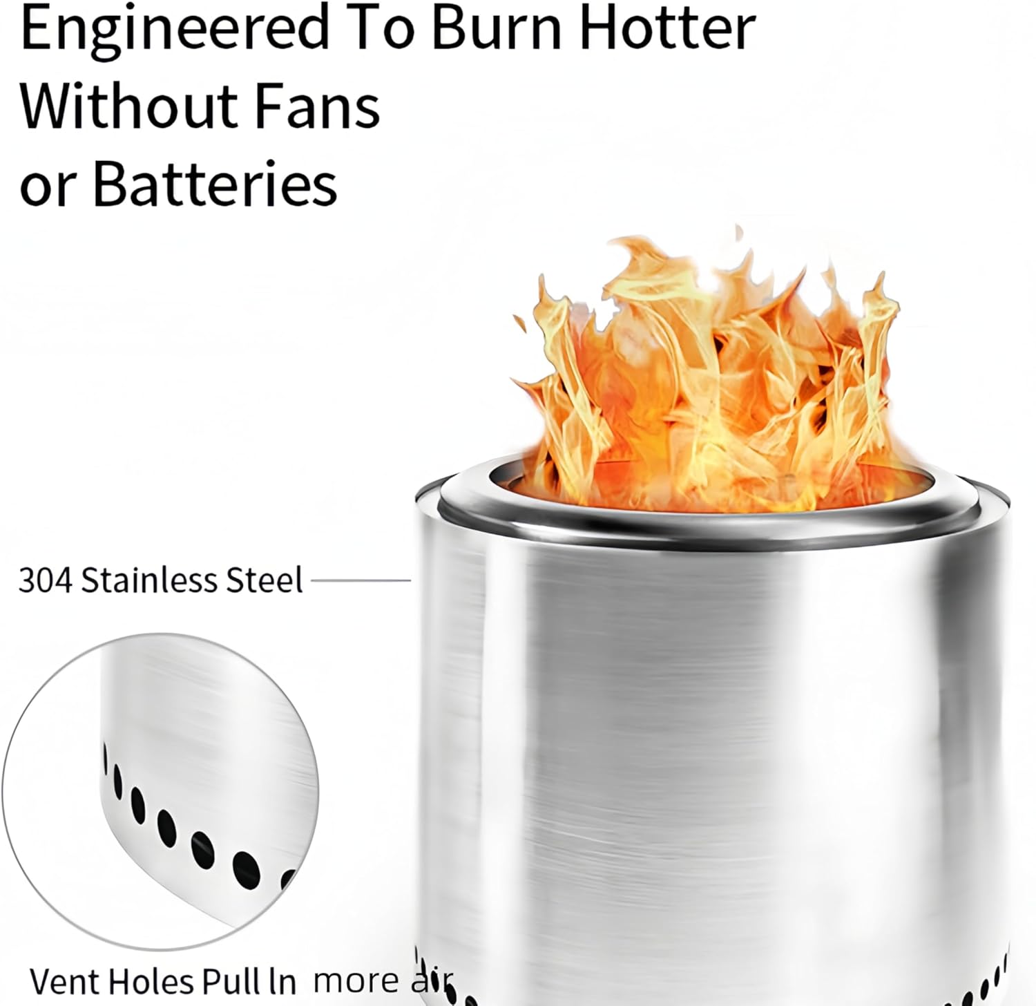 Stainless Steel Fire Stove Smokeless Fire Pit Wood Burning Lightweight Fireplace Weight 15lb Outdoor Activity Stove Ideal for 2-3 People