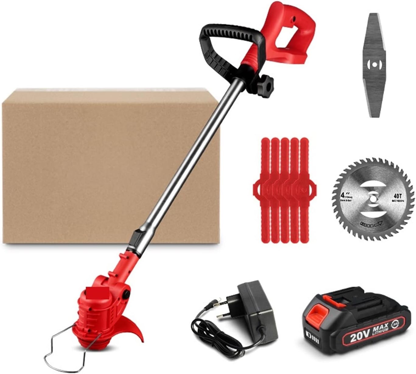 Electric Lawn Mower, 20V Electric Lawn Mower Adjustable Length Telescopic Cordless Grass Trimmer 45°/ 60° Angle Adjustment Pruning Garden Tool (Color : 20V WS-GCJ20-C2, Size : Q) (20v Ws gcj20)