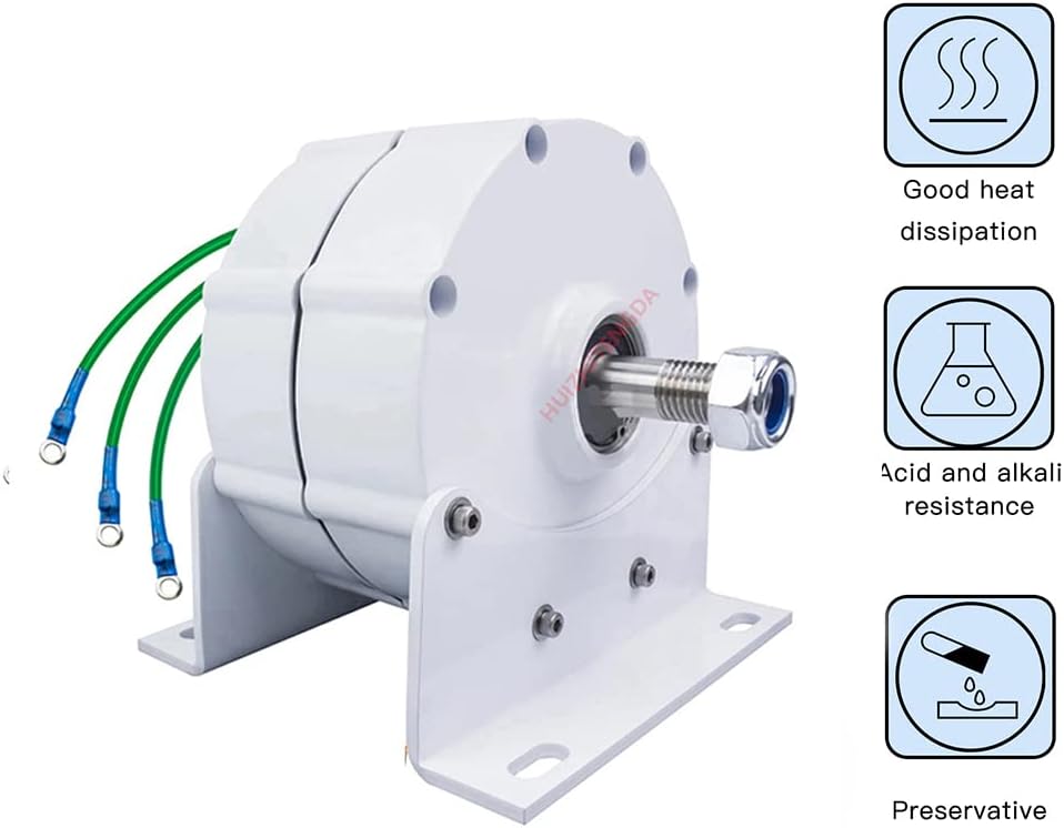 3000W 450 RPM Three Phase Alternator Permanent Magnet Generator, Gearless AC Alternator for Vertical Or Horizontal Wind Turbine Wind Generator (with Base)