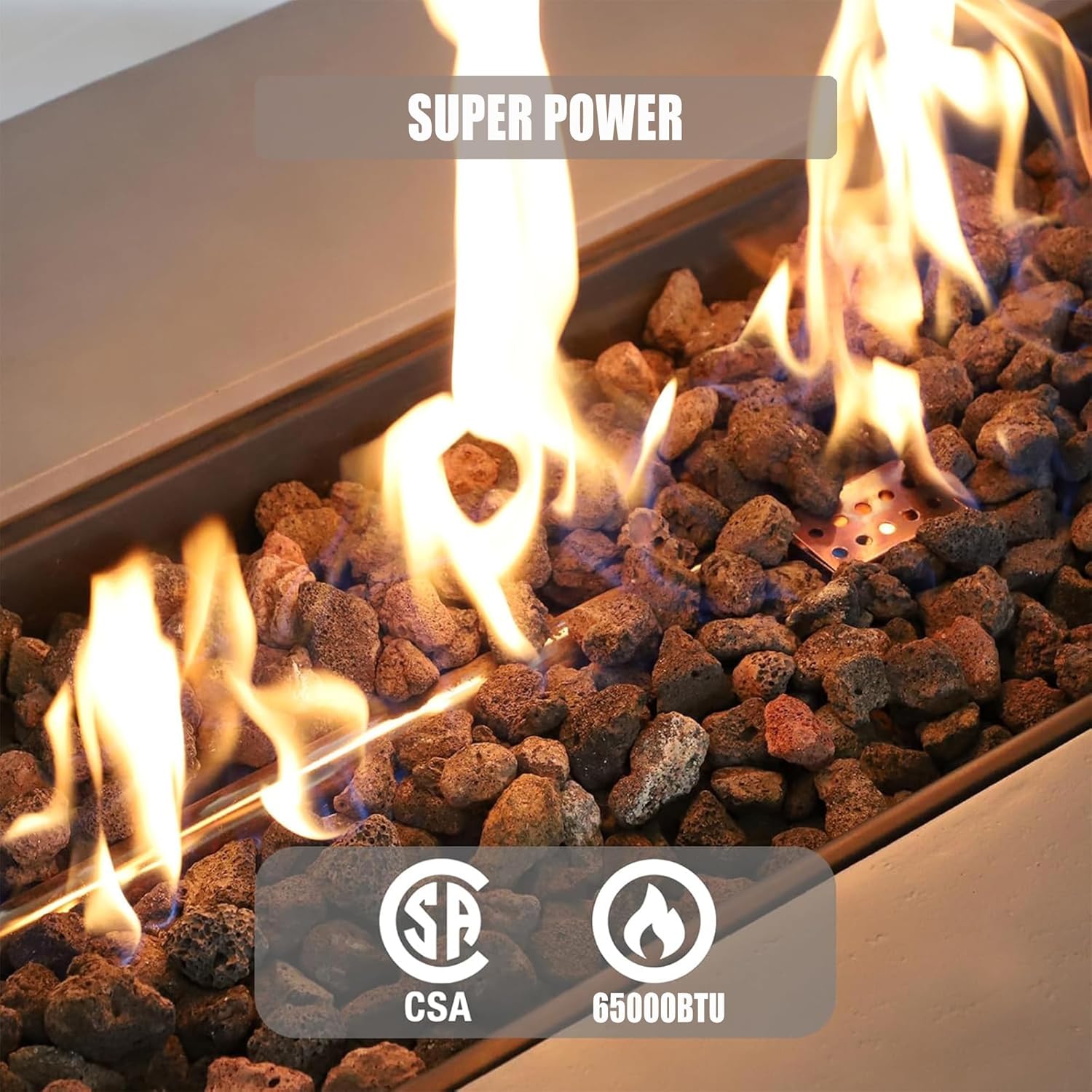 52 Inch Outdoor Propane Fire Pit Table & 20 LB Concrete Propane Tank Cover, 65,000 BTU Rectangle Fire Pit, Free Lava Rocks, Side Table Storage with Handles for Patio Garden Backyard, Dark Gray