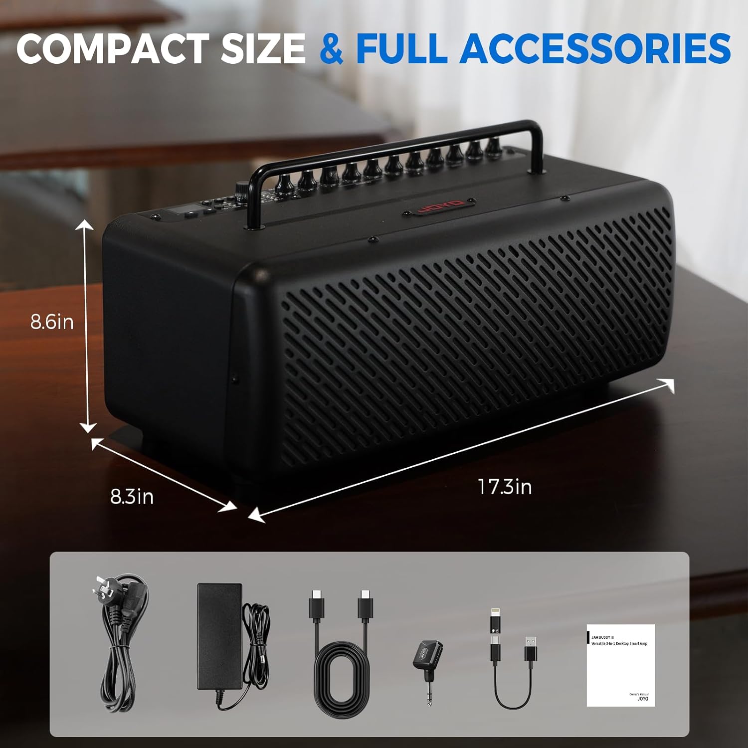 JOYO 40W Desktop Guitar Amp Portable,Professional Combo Guitar Amplifier Live Streaming & Recording with 8 Effects,Presets,Looper,Drum Machine & App for Electric Acoustic Bass Guitar (JAM Buddy III)