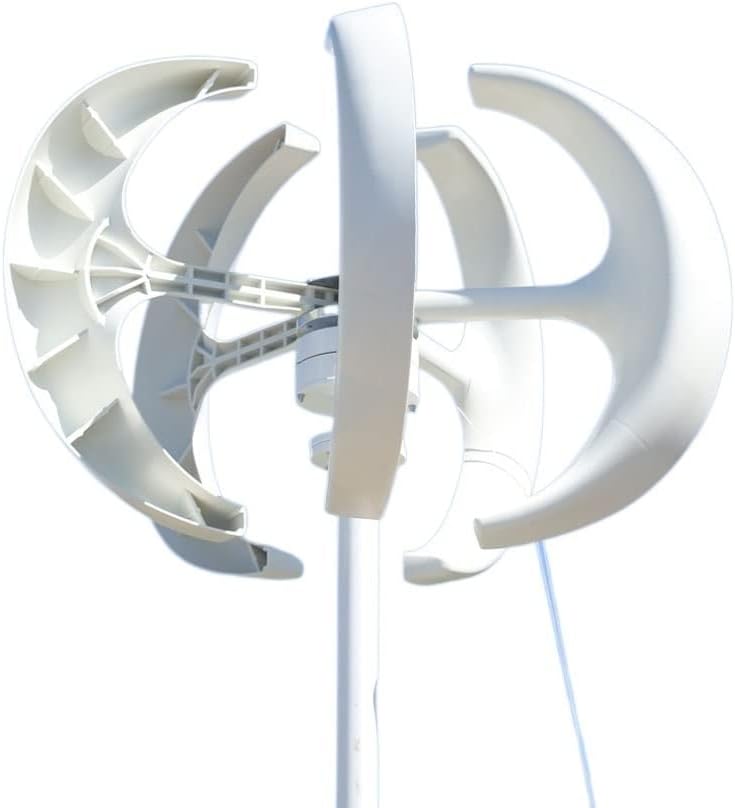 Wind Turbine Generator Kit, Home Low Noise 5000W 12V 24V 48v Vertical Wind Turbine Power Generator Free Energy Windmill Permanent Maglev With Controller for Hybrid Solar Wind System(White,WITH COTROLL
