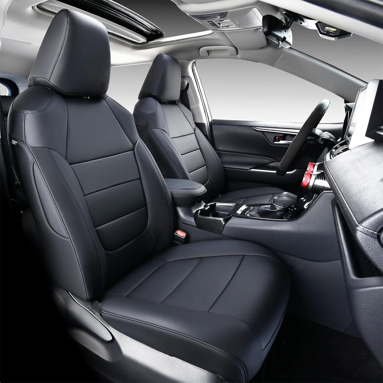 RAV4 Seat Covers, Custom Fit Toyota RAV4 2019 2020 2021 2022 2023 2024 2025, Full Covered Vehicle Accessories Fit for RAV 4 LE, XLE, XLE Premium, Limited - Black