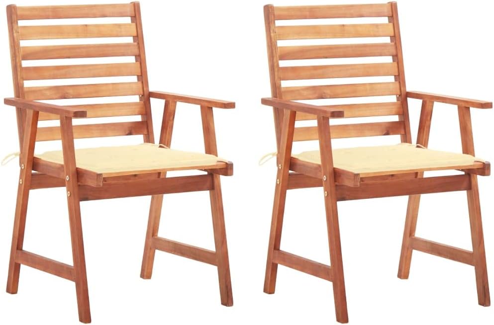 Patio Dining Chairs 2 pcs with Cushions Solid Acacia Wood,Acacia Wood Dining Chairs with Cushions for Comfort and Style for Outdoor Dining Outdoor Furniture, Outdoor Chairs