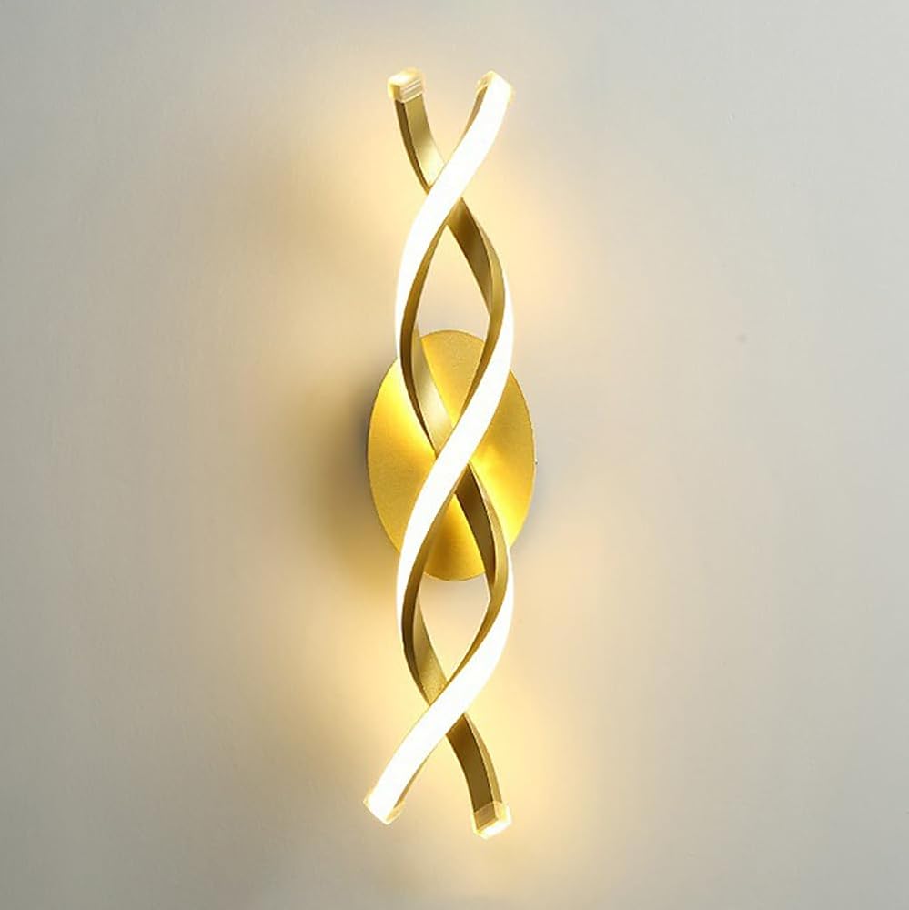 Modern LED Wall Light for Bedside Creative Decor Wall Sconce, Bedroom Living Room Hallway 20W 3 Color Adjustable Wall Lighting Fixtures Indoor Metal Wall Lamp, 17.7in