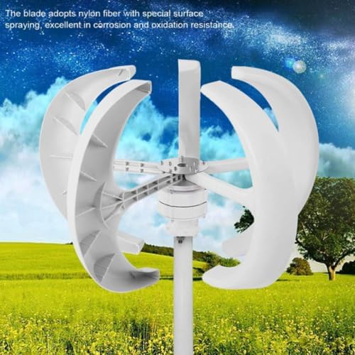 6000W Vertical Axis Wind Turbine Generator Kit - Eco-Friendly 5-Blade Horizontal Wind Turbine with Charge Controller for Low Wind Speeds (2M/S) - Energy Efficient Solution