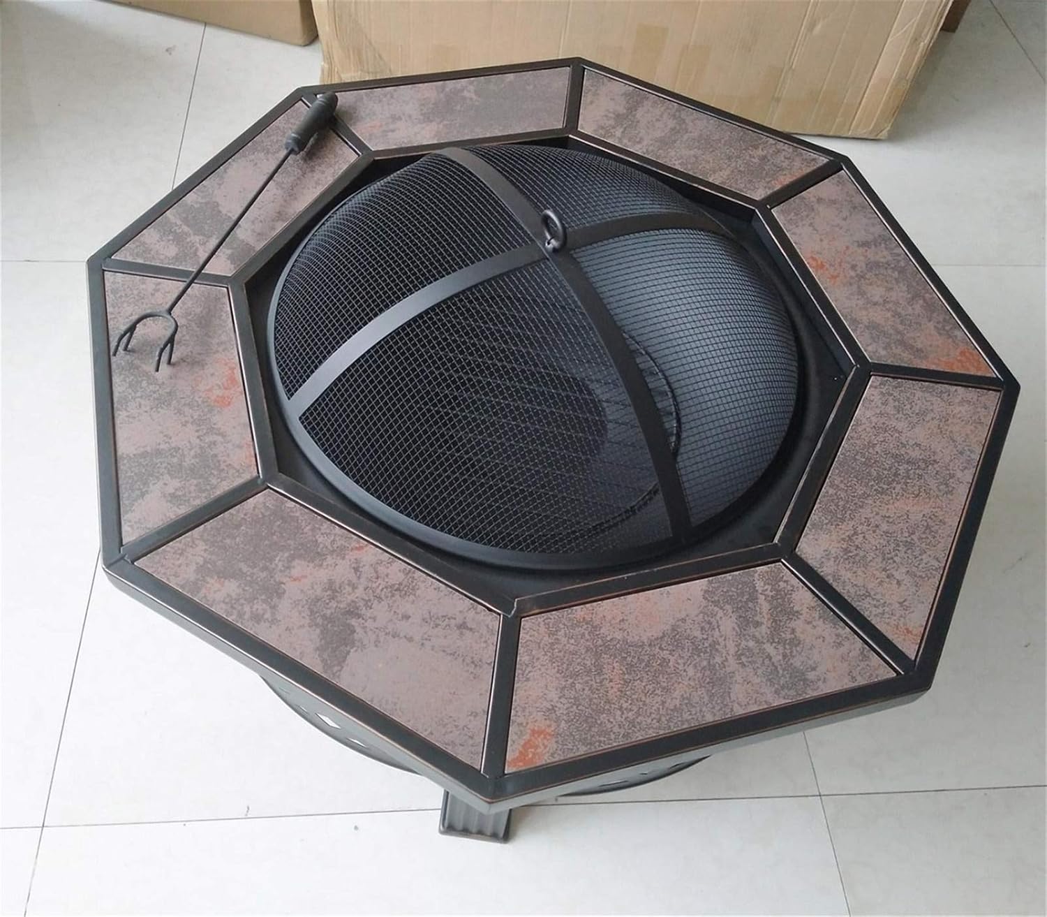 Outdoor Fire Pit Garden Wood Burning Fire Pit Bowl Barbecue Table, Backyard Patio Patio Lawn Garden Fire Pit Cooking Grate