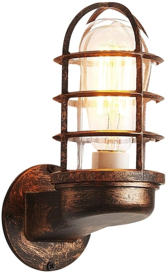 Outdoor Wall Mount Light Fixture Exterior Wall Lantern E26 Socket Rustproof Waterproof Outside Porch Sconce Lighting with Modern Glass Shade for House Garage Doorway Patio (Color : Copper)