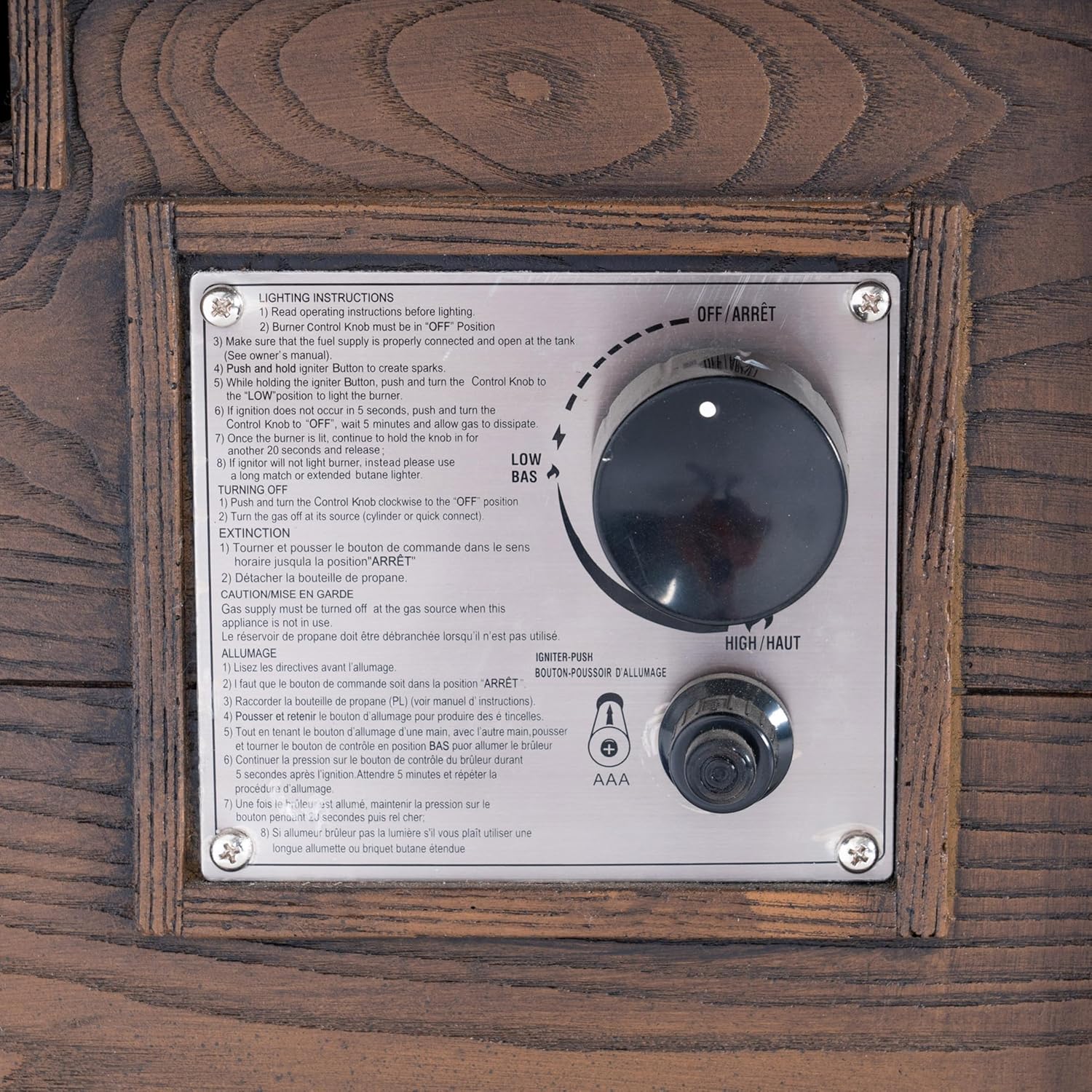 32 Inch Square Propane Fire Pit Table with Built-in Tank Space, 40,000 BTU Outdoor Fire Pit in Brown Wood Pattern, Portable Concrete Composite Fire Pits for Patio Backyard Garden, Only Table - 640K