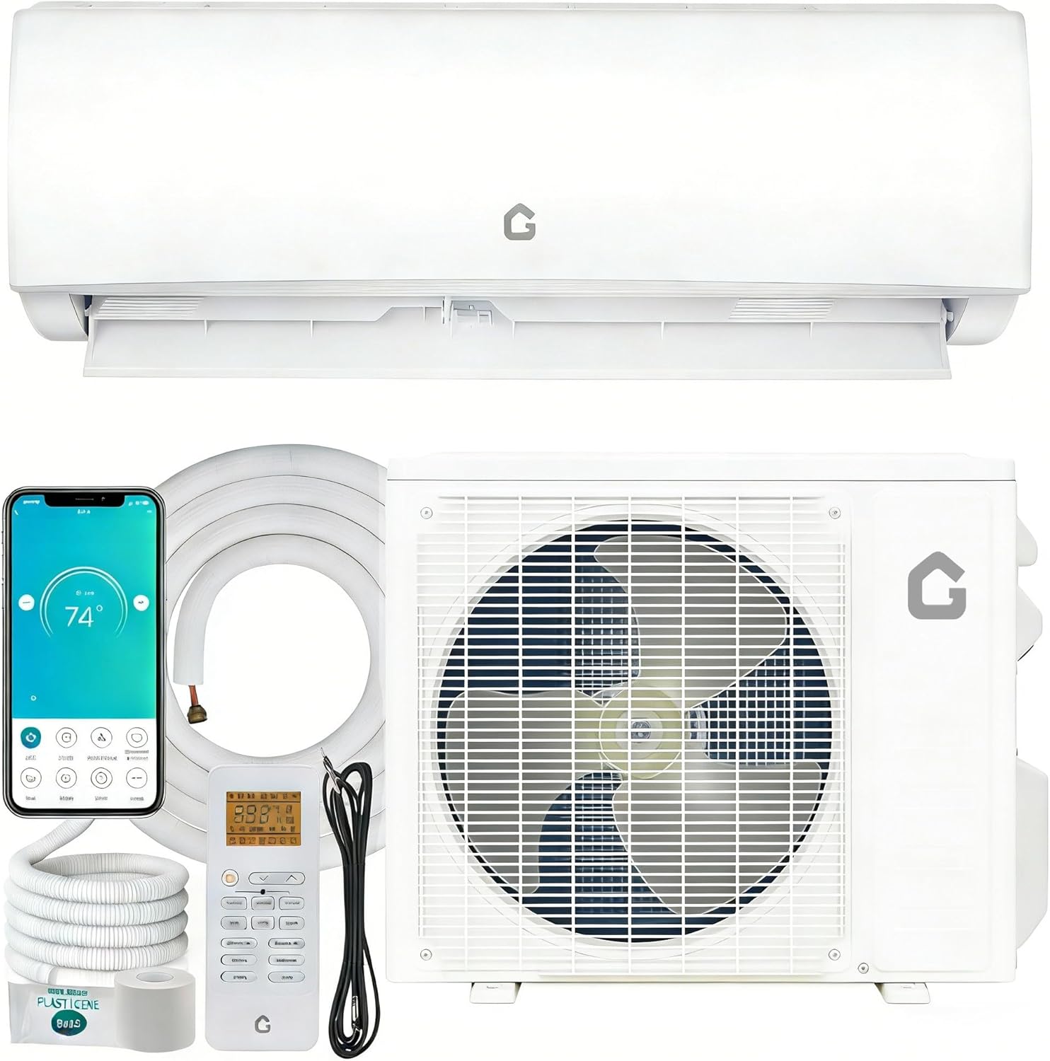 Garvee 23000 BTU Mini Split AC/Heating System, 230V WIFI Enabled Energy Efficient Mini Split Unit,Wall-Mounted Split Air Conditioner,Cools Up to 1500 Sq.Ft, Heat Pump & Installation Kits