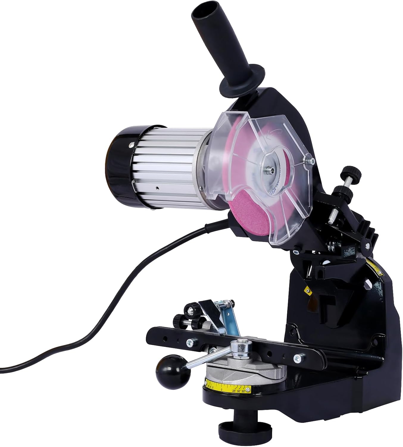 120V Professional Chainsaw Sharpener with Dressing Brick Profile Guide Adjustable Chain Grinde Time Saving Universal Saw Chain Sharpener for All Chainsaw Chains Black