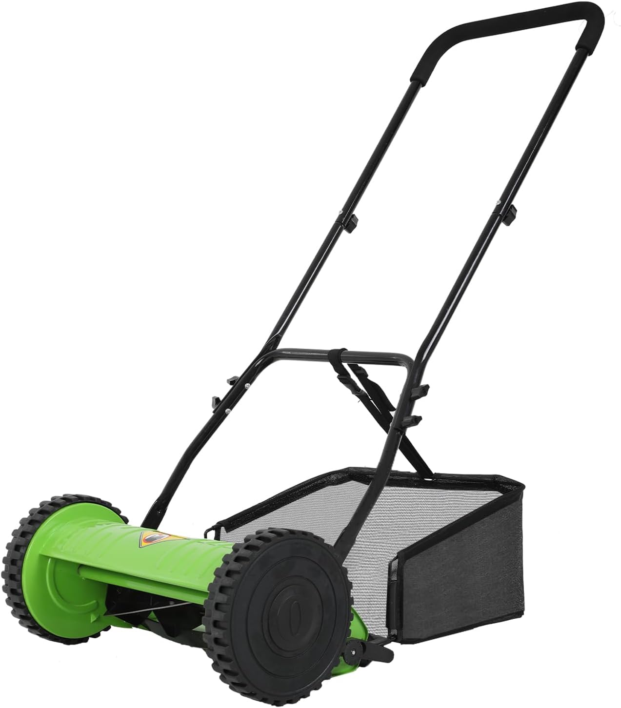 15-Inch Lawn Mower Manual Push Reel Mower Adjustable Cutting Height with Grass Catcher 5 Steel Blades