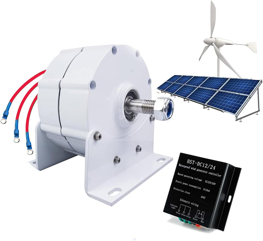 1000W-3600W 12V 24V 3 Phase Gearless Permanent Magnet, Vertical Axis Wind Turbine AC Alternators Motor Wind Turbine Generator for Wind Water Turbine