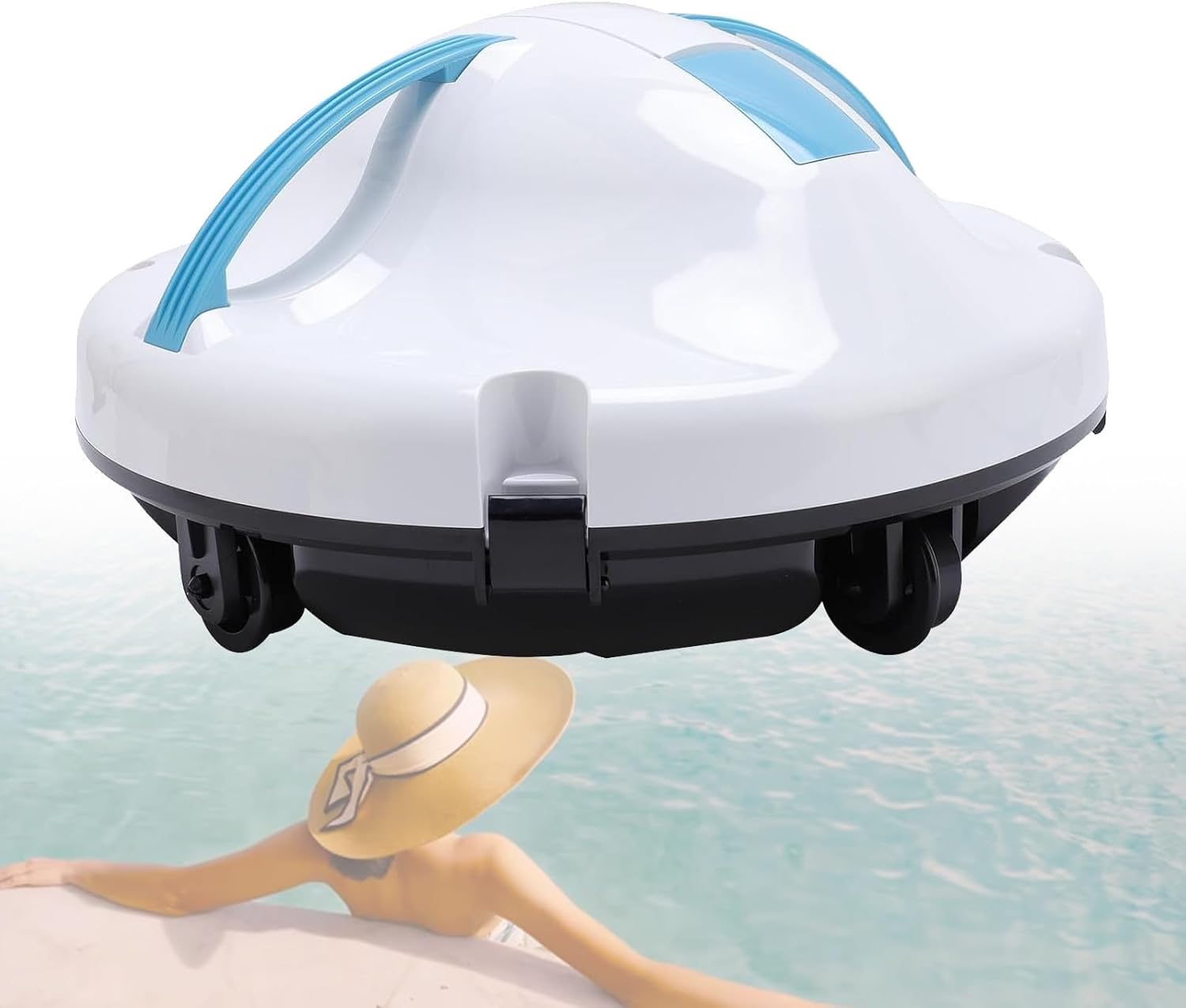 5200mAh Battery Powered Robotic Pool Vacuum, Cordless Electric Pool Cleaner, with Dual Motor, Self-Parking Feature