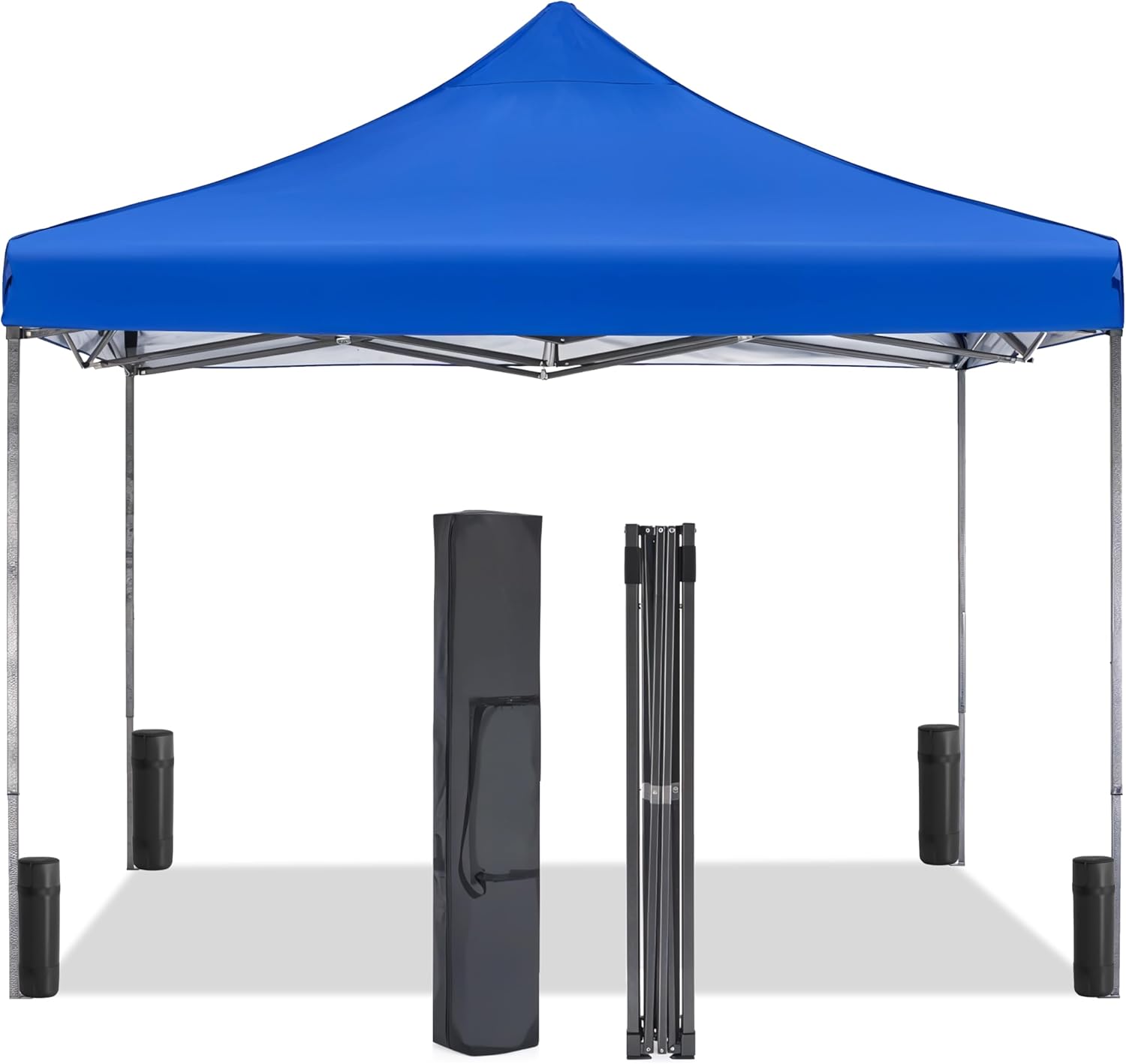 Simple Deluxe 10x10ft Pop Up Canopy Tent Beach Tent Outdoor Shade Instant Portable Easy Setup Sun Shelter with Case, 4 Sand Bags for Events, Parties, Camping, Blue