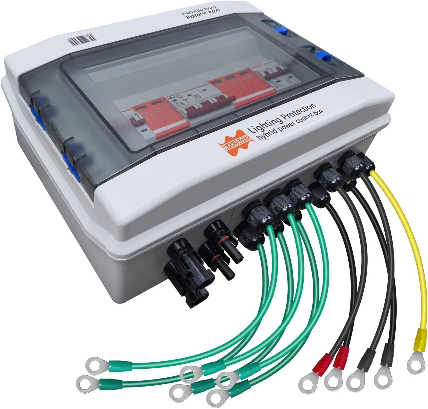 Lighting Protection Wind Solar Hybrid Power Control Box PV Dc Combiner AC Distribution Box for 12v 24v 48v Wind Solar Power System with DC AC SPD Surge Protection Arrester (Excluding Wires)