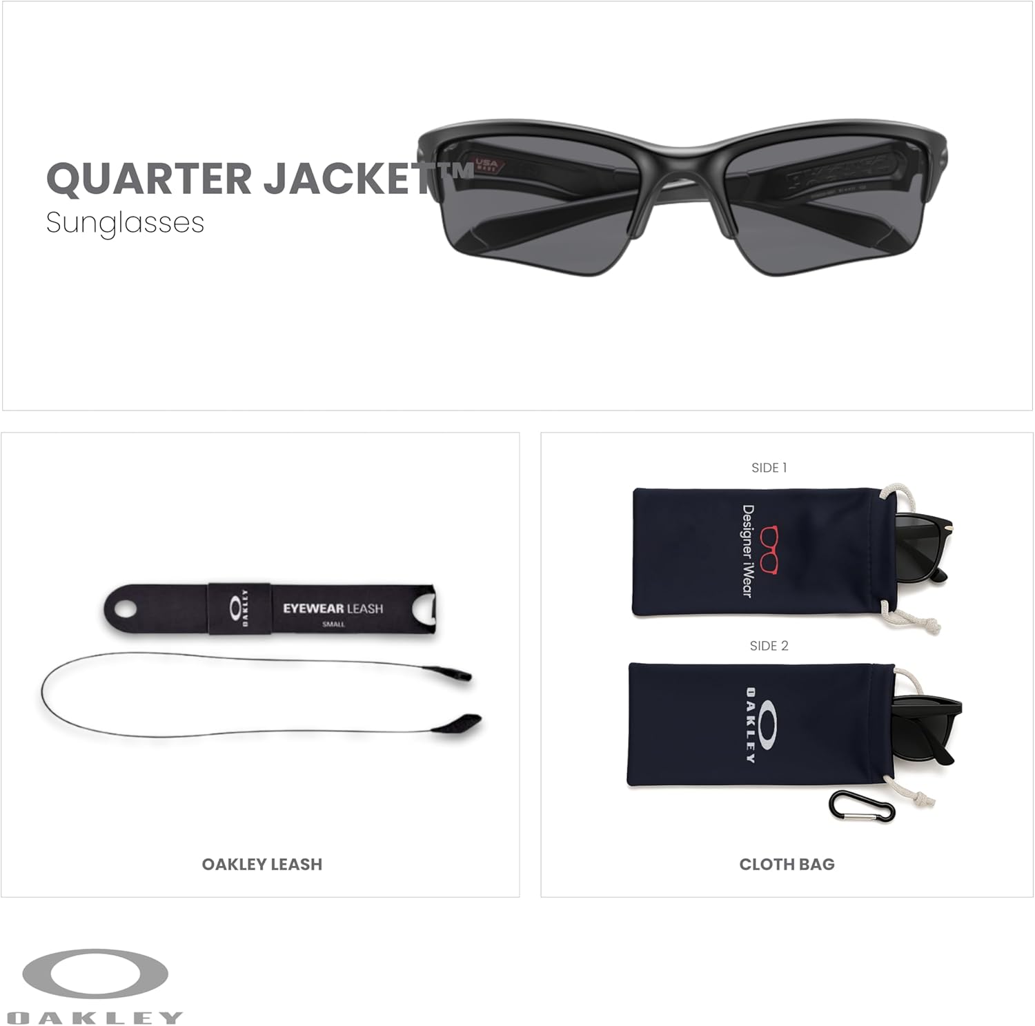 OAKLEY Quarter Jacket OO9200 Sunglasses For Juniors+ Bundle Accessory Leash Kit, Microfiber Pouch