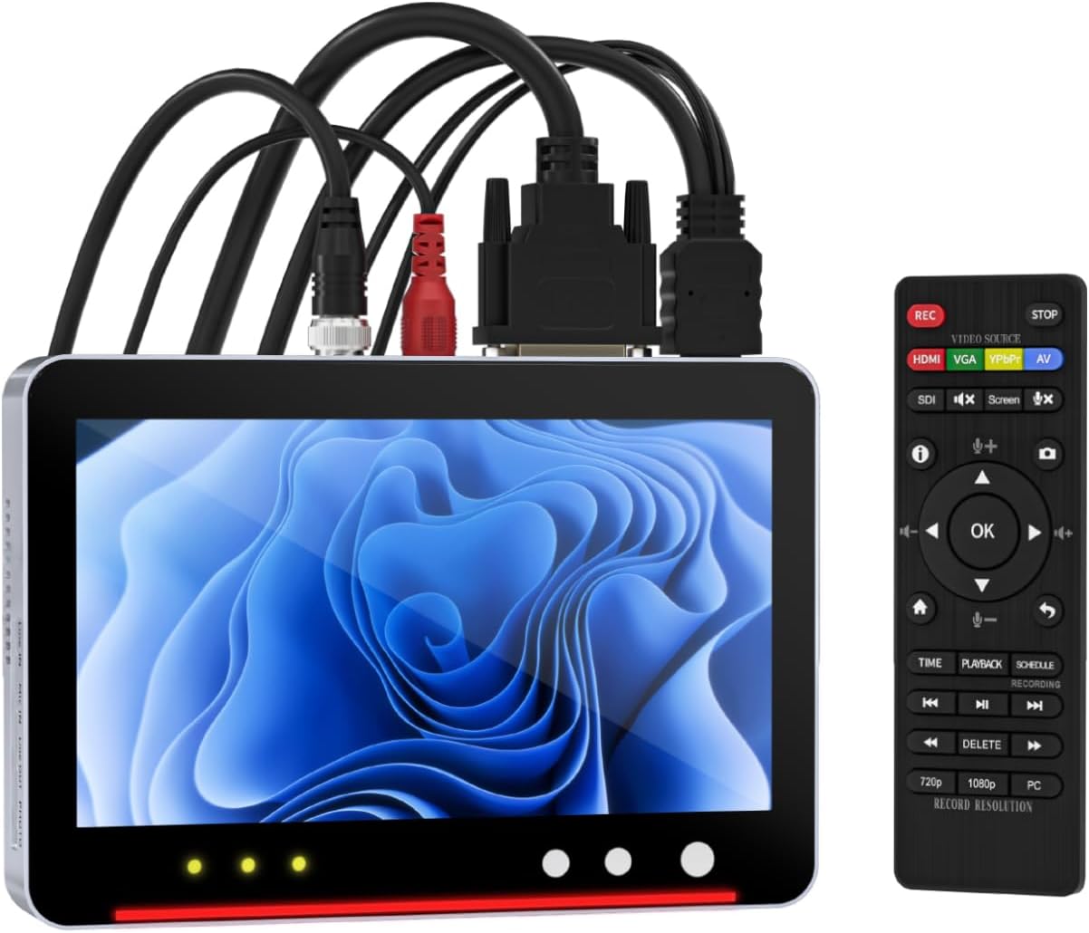 HD Switchable Video Recorder-SDI VGA DVI HDMI YPbPr RCA Camera 4K Video Capture Box Recorder,Compatible with Surveillance, pro AV, conferencing, Entertainment, and Legacy Media Systems