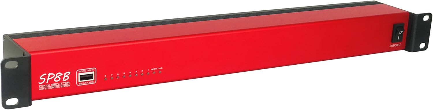 8-port Opto-Isolated DMX Splitter/Amplifier/Isolator, LED Indicator, USB Work Light, Bulit-in Termination, XLR-3PIN,19 Inch Rack Mountable(RDM not Supported)