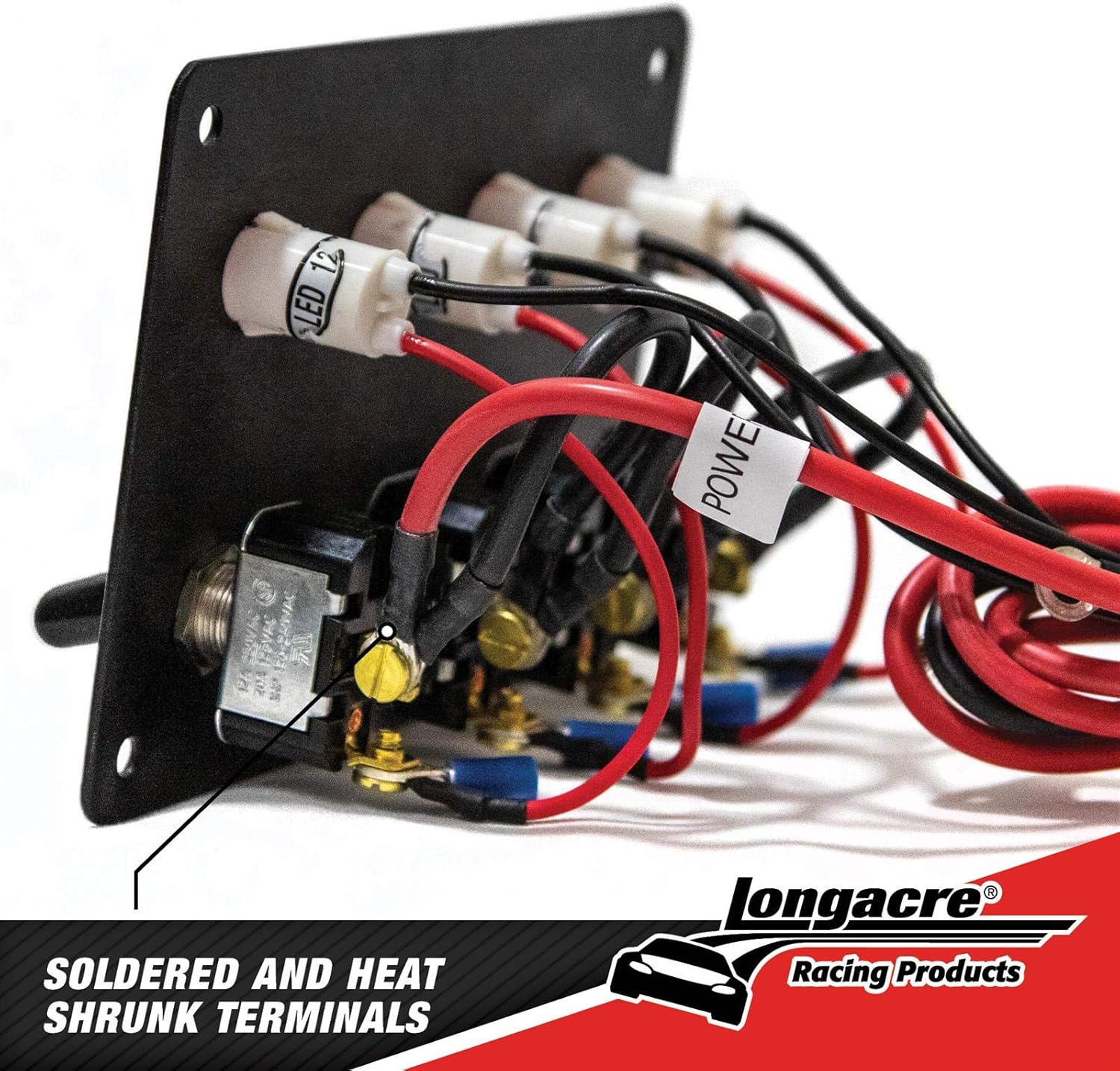 Longacre 52-44865 4 Switch Accessory Panel w/ 4 Pilot Lights, Black