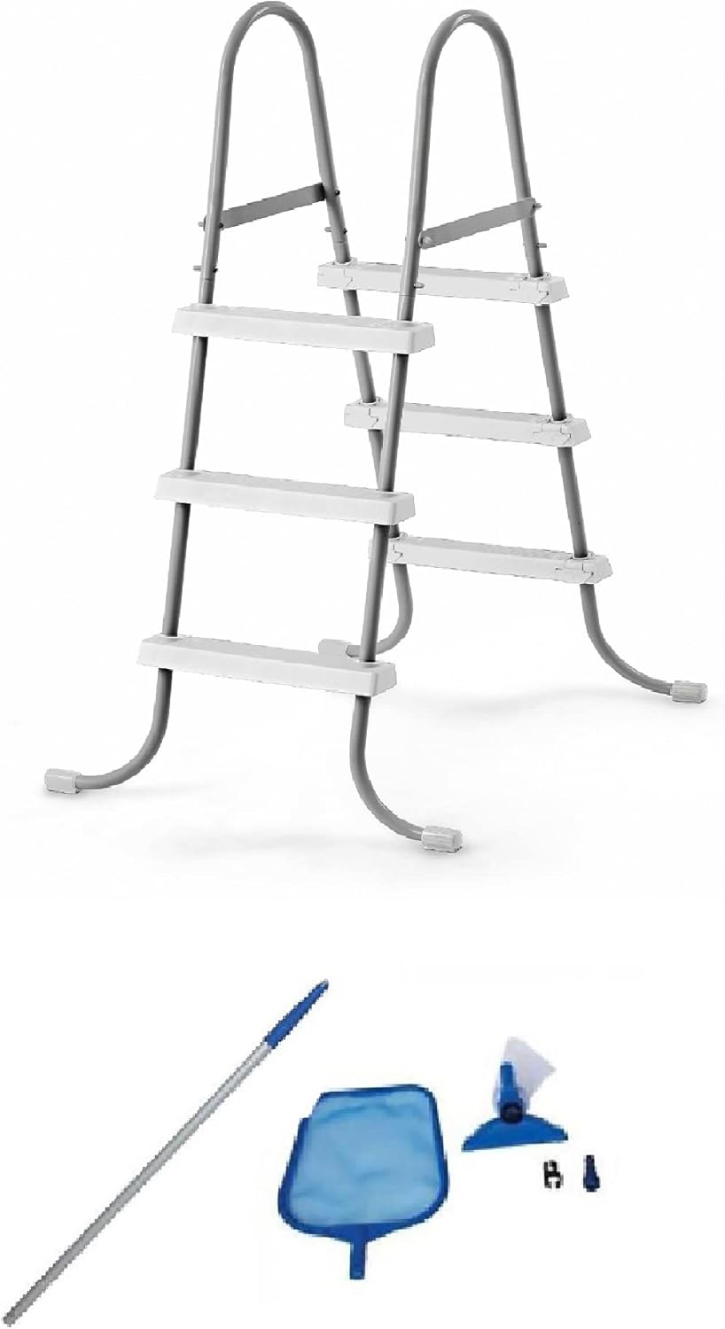 Intex Above Ground Steel Frame Pool Ladder & Intex Cleaning Maintenance Pool Kit