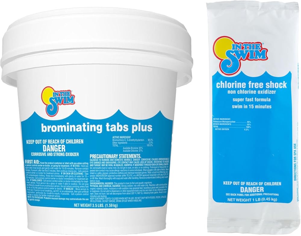 In The Swim Chlorine-Free Shock Bundle and Bromine Plus: Includes 6 x 1 Pound Bags Chlorine-Free Shock and 3.5 Pound Bucket of Bromine Plus - Effective Low Odor Alternative