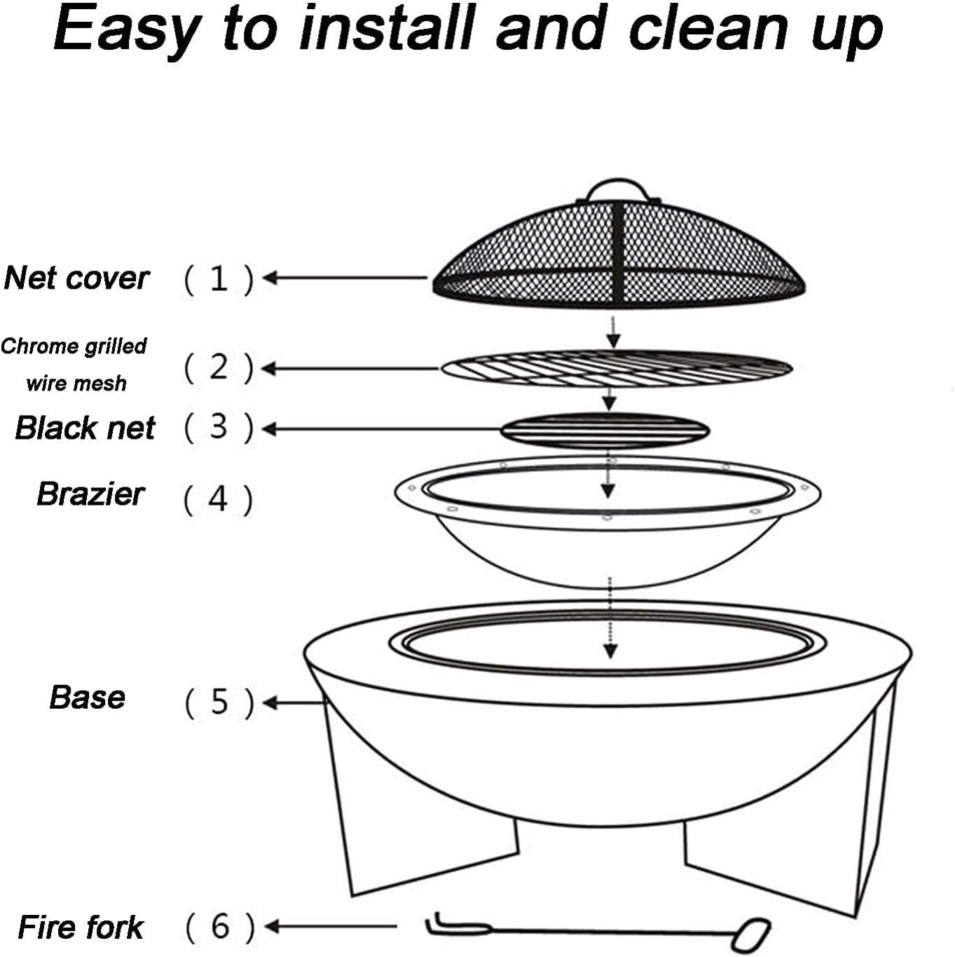 Fire Pit Outdoor fire Pit, 29-inch Wood-Burning fire Pit, Spark Screen, Poker, Courtyard Garden Barbecue fire Pit