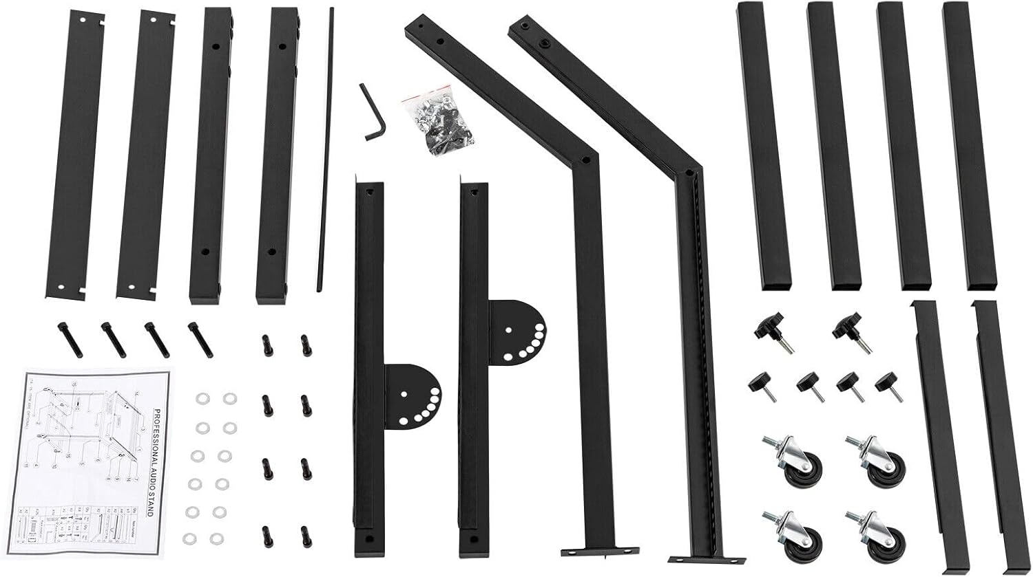 12U DJ Mixer Stand, Adjustable 2-Tier Universal Rack with Wheels for Studio, Stage, Club, and Live Sound Equipment, Heavy Duty Iron, Black, Fits Amplifiers, Mixers, Karaoke Gear, Music Instruments