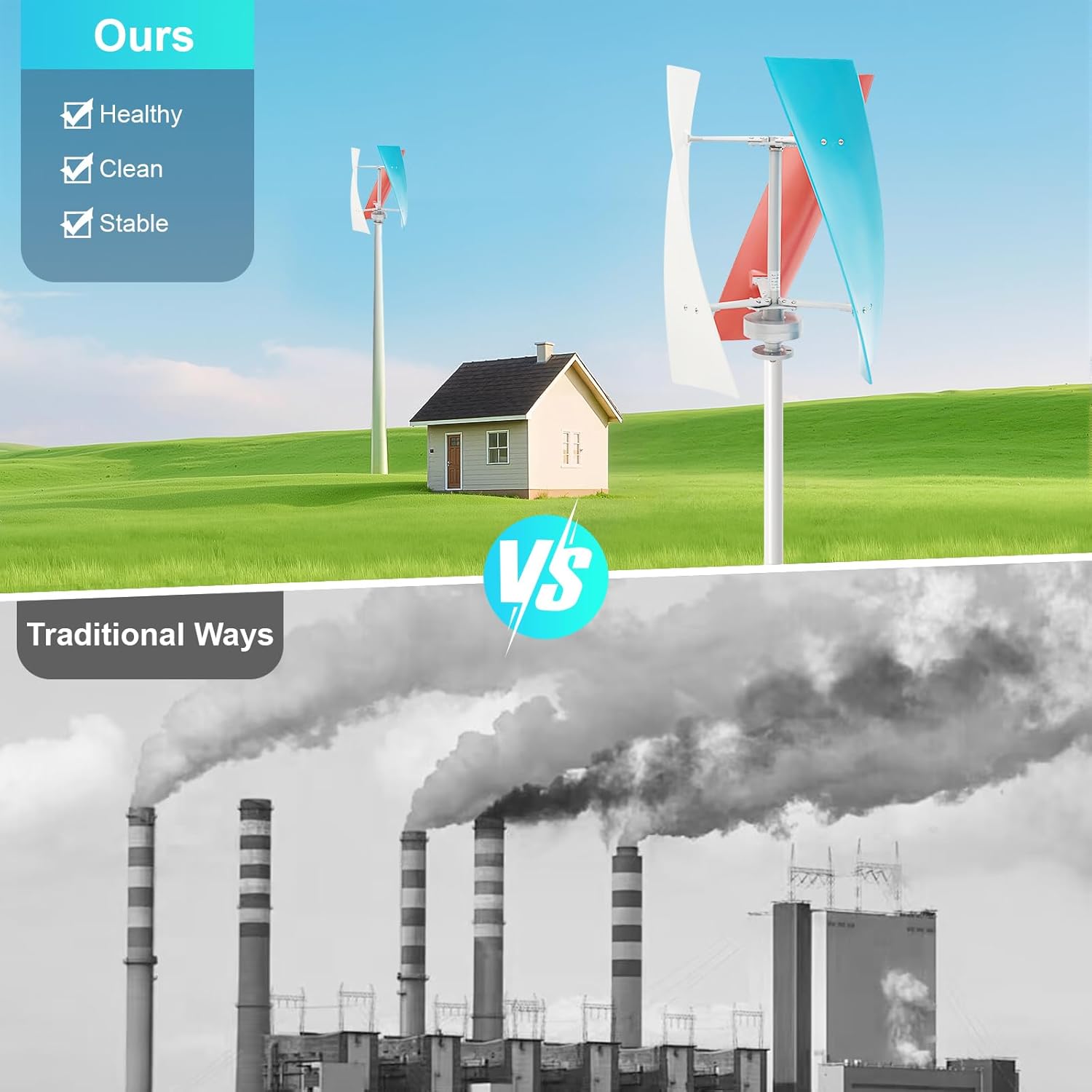 400W 12V Wind Turbine Generator Kit, 3-Blades Helix Wind Turbine Generator, Automatic Speed Regulation Vertical Axis Power Generator with Controller