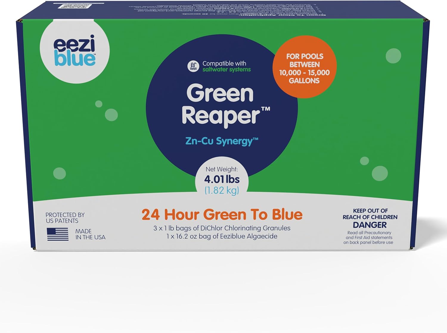 Eeziblue Green Reaper™ Pool Closing Kit Chemical - Treats 10k-15k Gallons - Pool Winterizing Kit for Above Ground and Inground Pools - Winter Closing Chemicals Made in USA