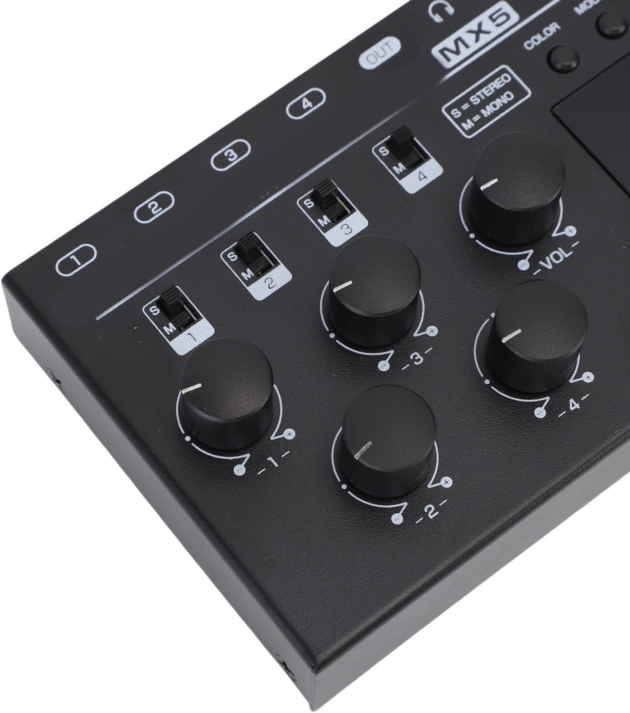 LiebeWH 4 Channel Audio Mixer Mini Sound Mixer with LED Level Display Stereo Mono Low Noise for PC CD Player Headphone Speaker Preamplifier