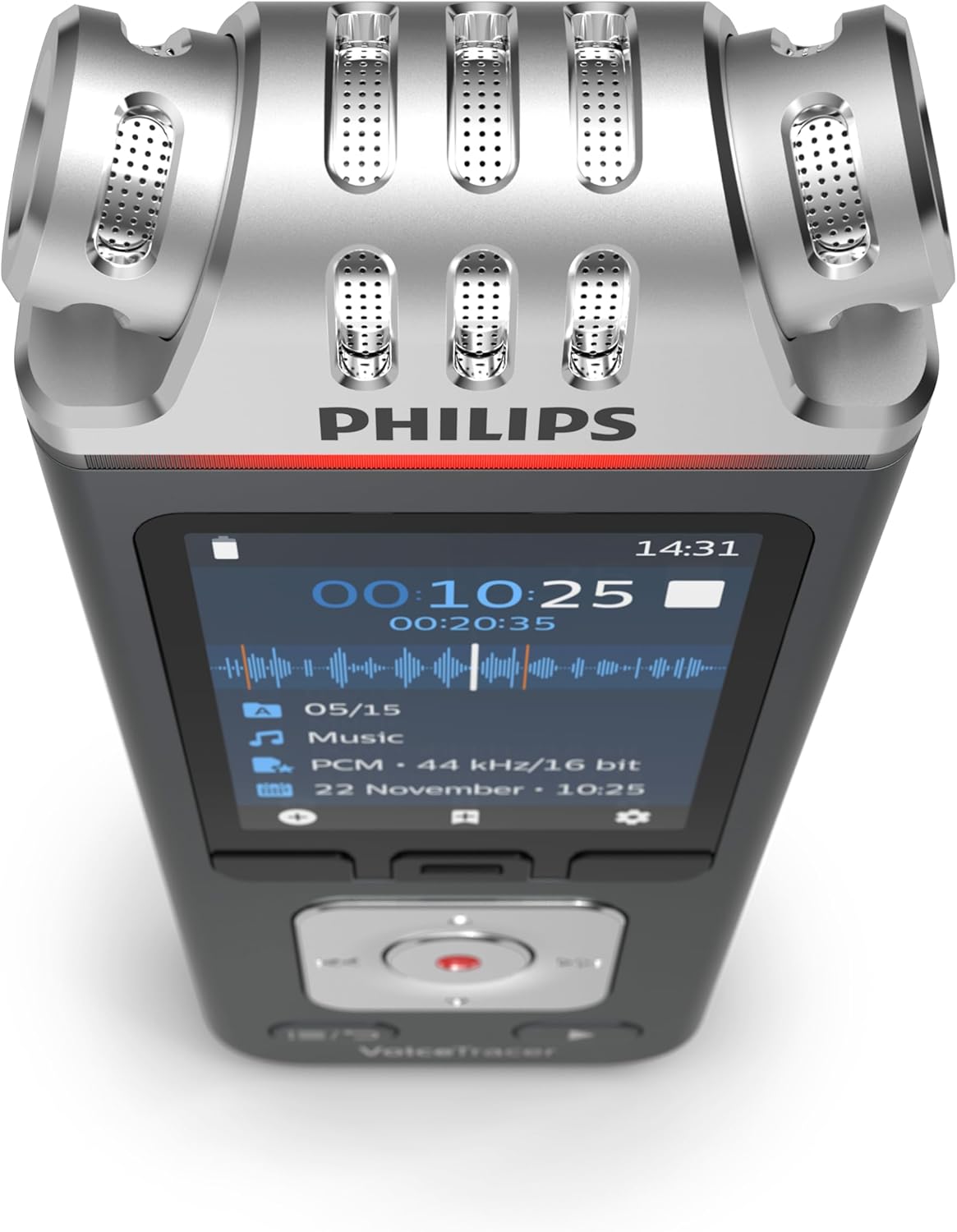 Philips VoiceTracer DVT6115 Music Recorder with Sembly AI Speech-to-Text Software Trial