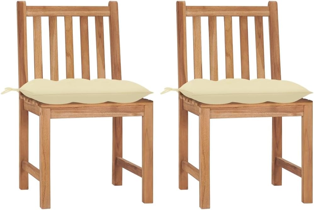 Patio Chairs 2 pcs with Cushions Solid Teak Wood,Teak Patio Chair with Cushion: Durable, WeatherResistant, and Comfortable for Outdoor Living Outdoor Furniture, Outdoor Chairs