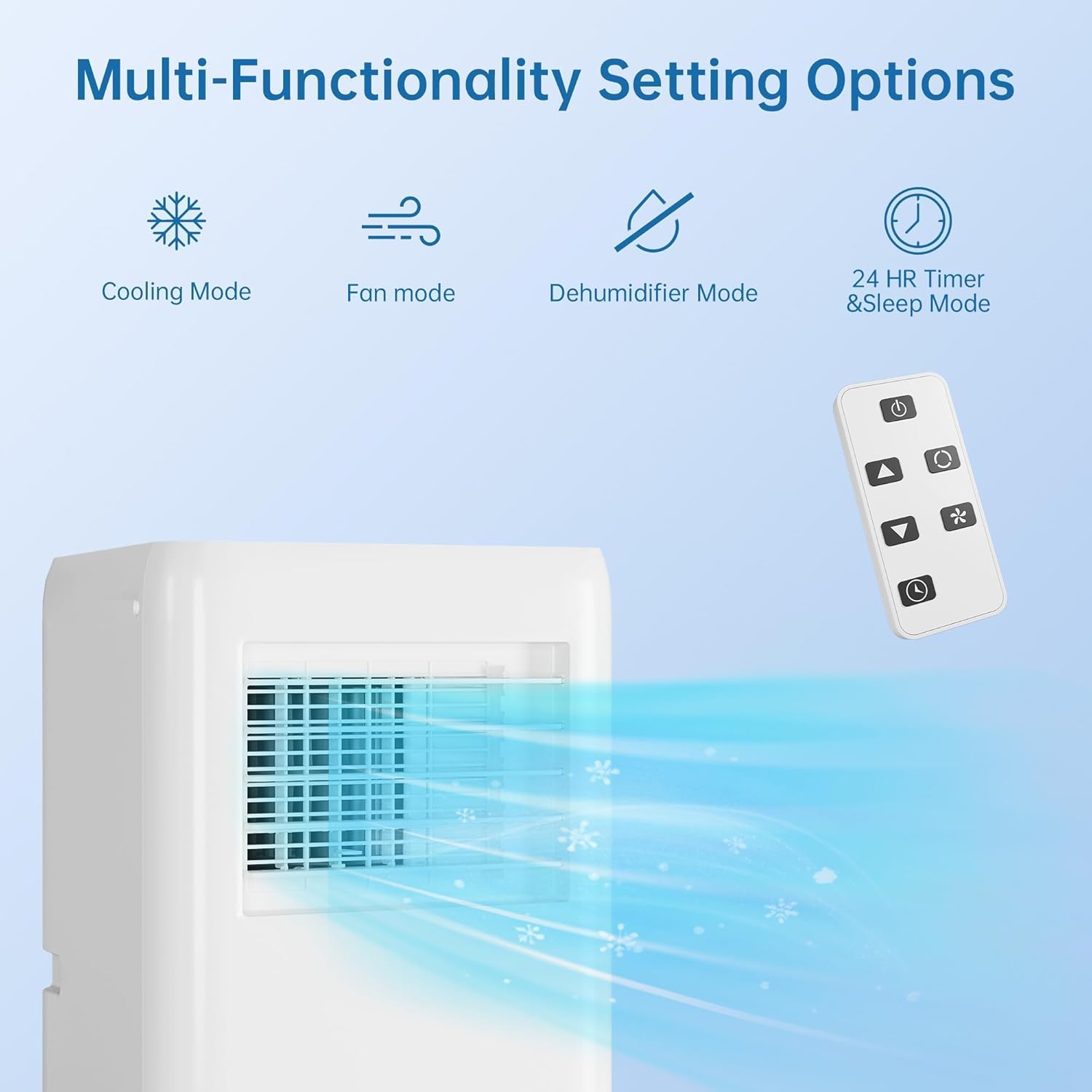 Portable AC 10000 BTU 3in1 Air Conditioner with Rapid Cooling, Energy Efficiency, 24-Hour Timer & Remote, Ultra-Quiet Operation for Bedrooms, Offices, and Apartments, Cools Up to 450 Sq. Ft.