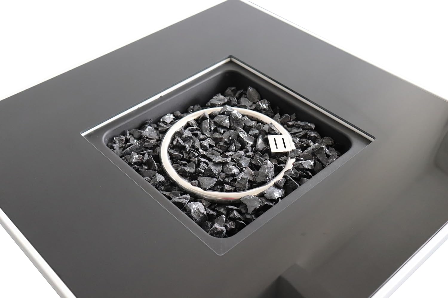 Penau 30 Inch White Steel Propane/Natural Gas Firepit Table - Push-Button Ignition, Dual Fuel Options, Modern Outdoor Garden Design