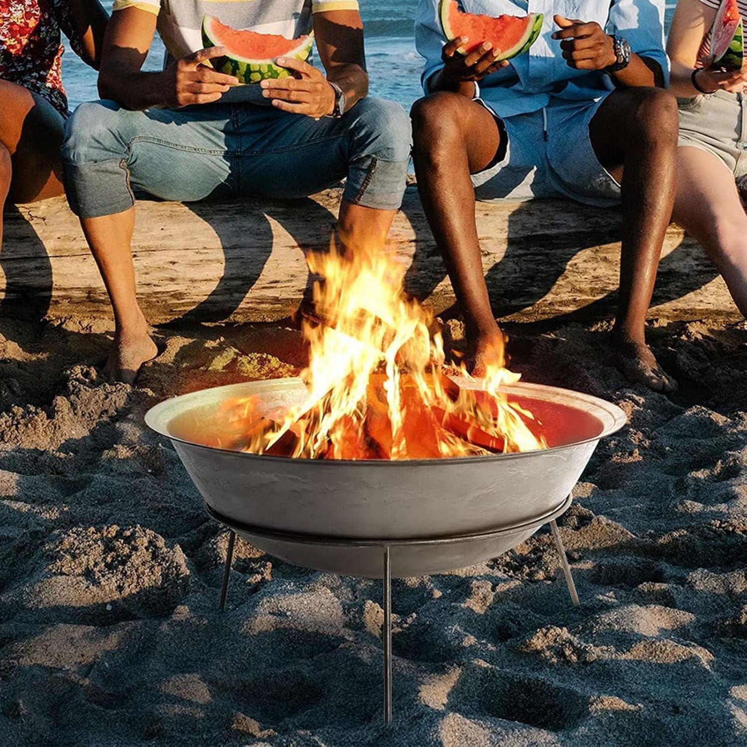 Outdoor Garden Fire Pit Basket Patio Heater Log Wood Charcoal Burner Brazier Outdoor Firepit Garden Patio Fire Basket Grill Round Stove Patio Heater Bowl