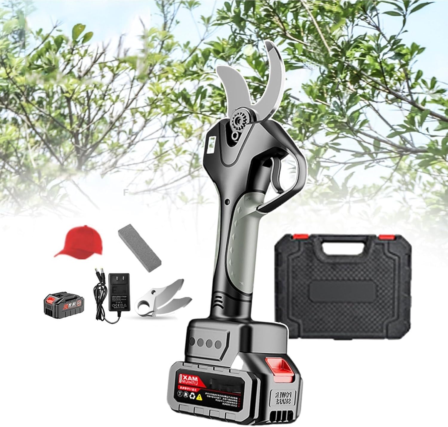 Electric Secateurs Pruning Scissors, 45mm Cutting Diameter with Brushless Motor 21V Battery, Battery-Powered Tree Pruner