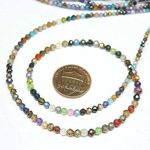 multi zircon micro rondelle faceted loose rondelle gemstone craft beads strand 14