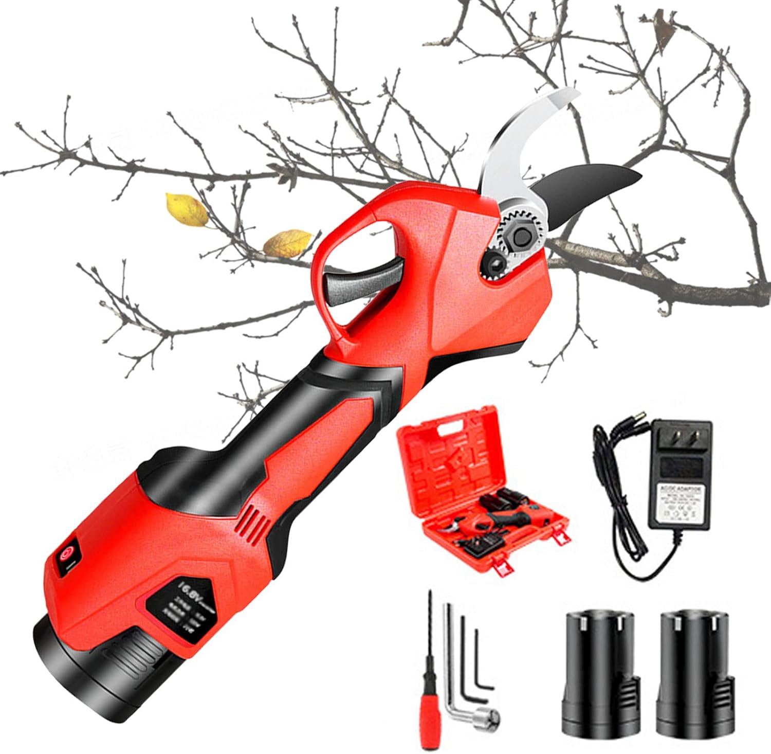 Professional Cordless Electric Pruner, 28Mm Cutting Diameter Electric Scissors Cordless Pruning Shear Garden Tools Battery Pruner Bonsai, Cordless Pruning Shears for Gardening Cordless Tree,3Ah