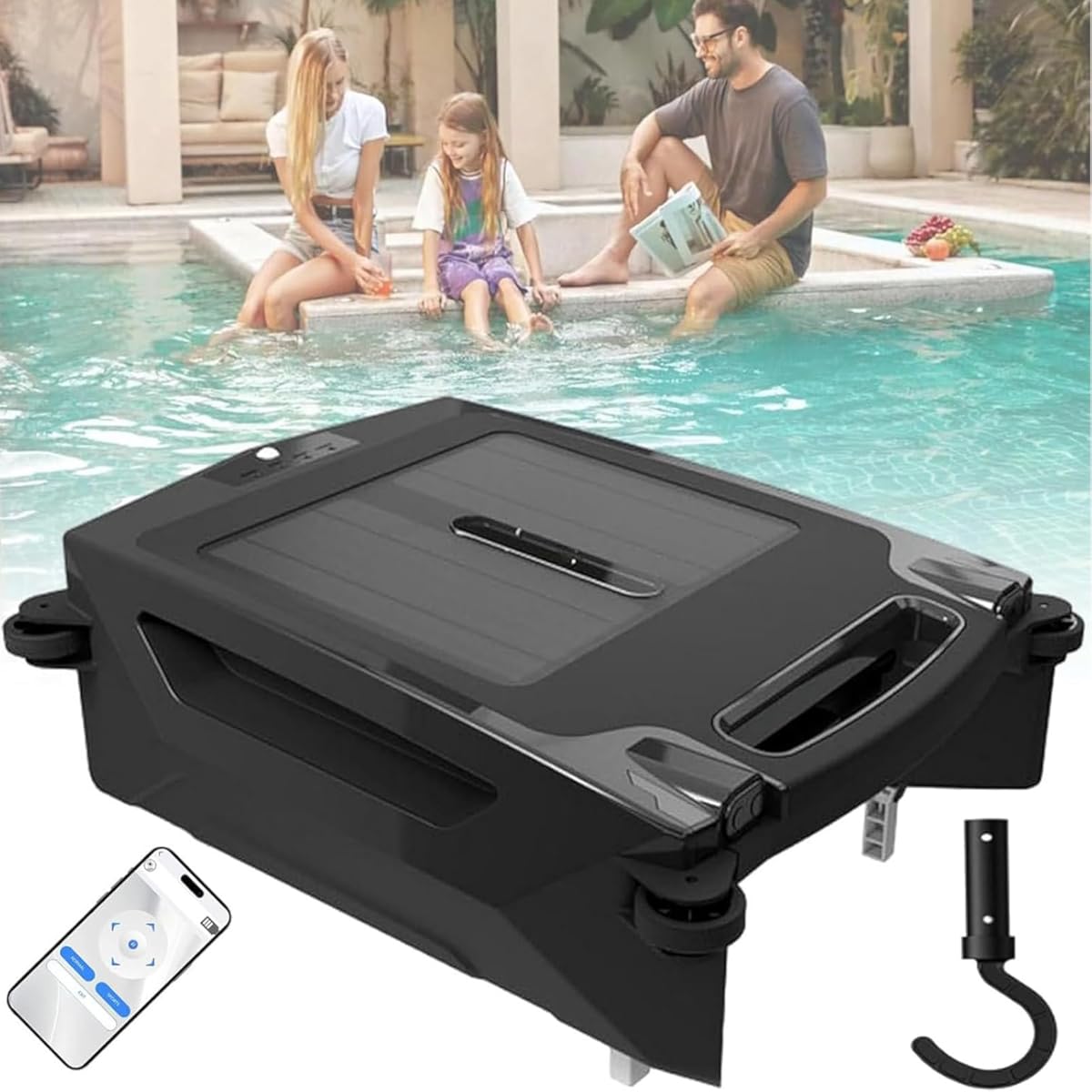 Cordless Pool Vacuum,Solar/Electric Pool Robot,Smart Navigation Pool Cleaners for Inground Pools,Dual Charging Mode ＆ Smart Obstacle Avoidance,for Above-Ground Pools up to 1076 Sq.Ft