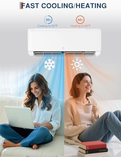 Garvee 24,000 BTU Mini Split Air Conditioner with Heat Pump, 21 SEER, Cools Up to 1500 Sq. Ft, Inverter AC with Installation Kit & Remote, Ductless AC Unit with Pre-Charged Condenser, 230V, White