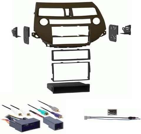 Single and Double DIN Car Stereo Radio Install Kit (Taupe) Package Compatible with Crosstour 2013, 2014, & 2015 with Factory Amplifier