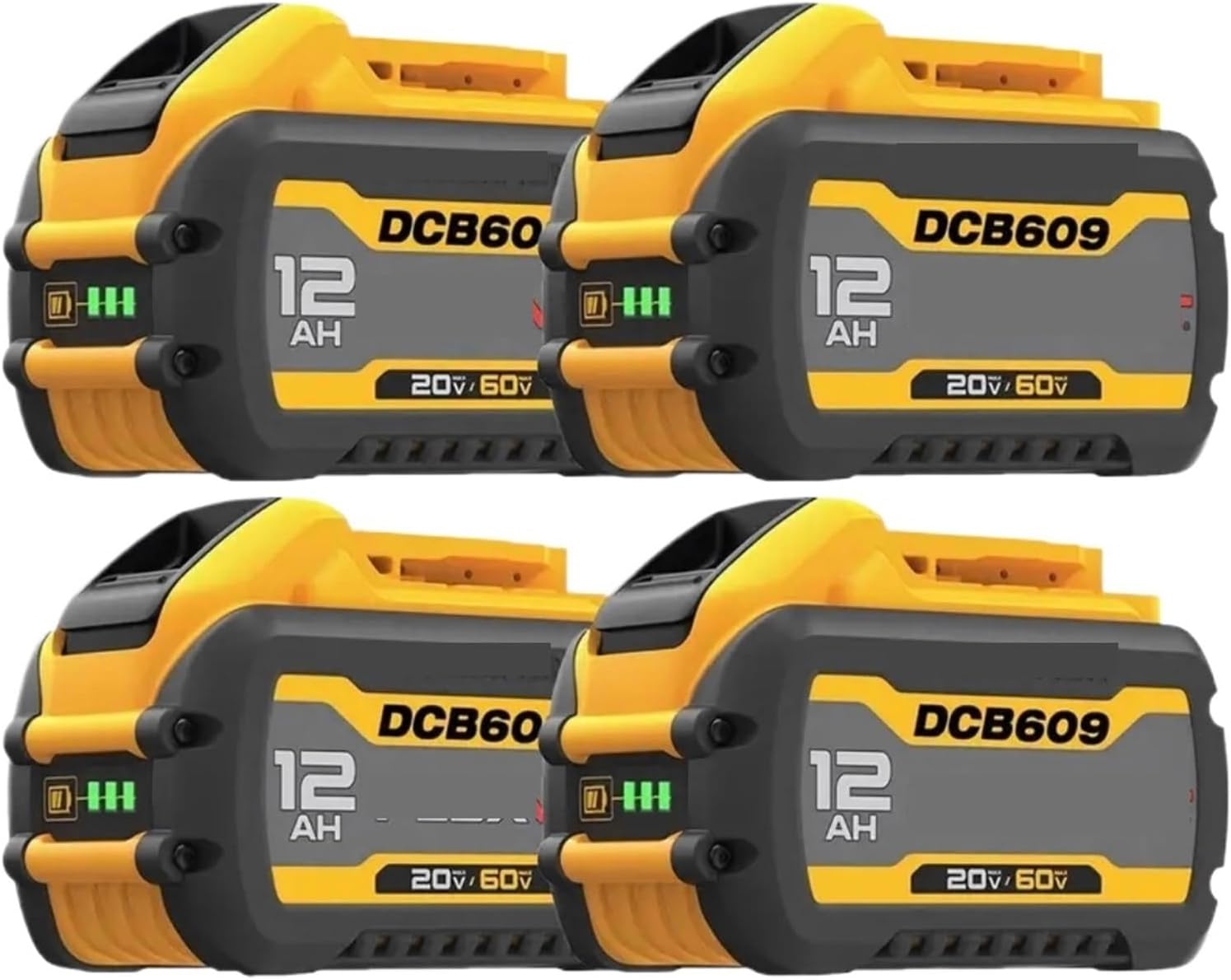 20V/60V 12.0Ah Cordless Power Tool Battery - Compatible with DeWalt DCB606, DCB609, DCB612 Cordless Drills/Brushless Wrenches/Screwdrivers(4pcs)