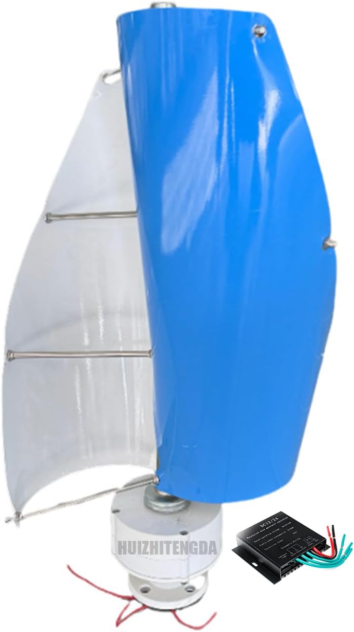 400W Vertical Low Noise Spiral Wind Turbine Generator,12V 24V 48V 2 Blades Low Speed Wind Turbine Kit for Wind and Solar Power Generation(Blue)