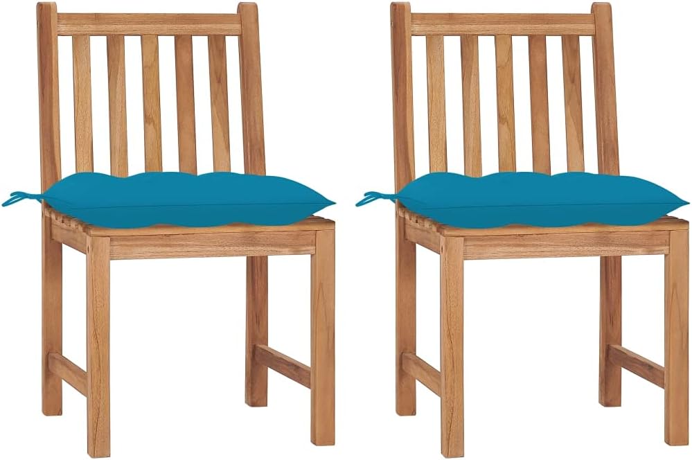 Patio Chairs 2 pcs with Cushions Solid Teak Wood,Teak Wood Patio Chair with Comfortable Cushion for Outdoor Relaxation Patio Furniture & Accessories