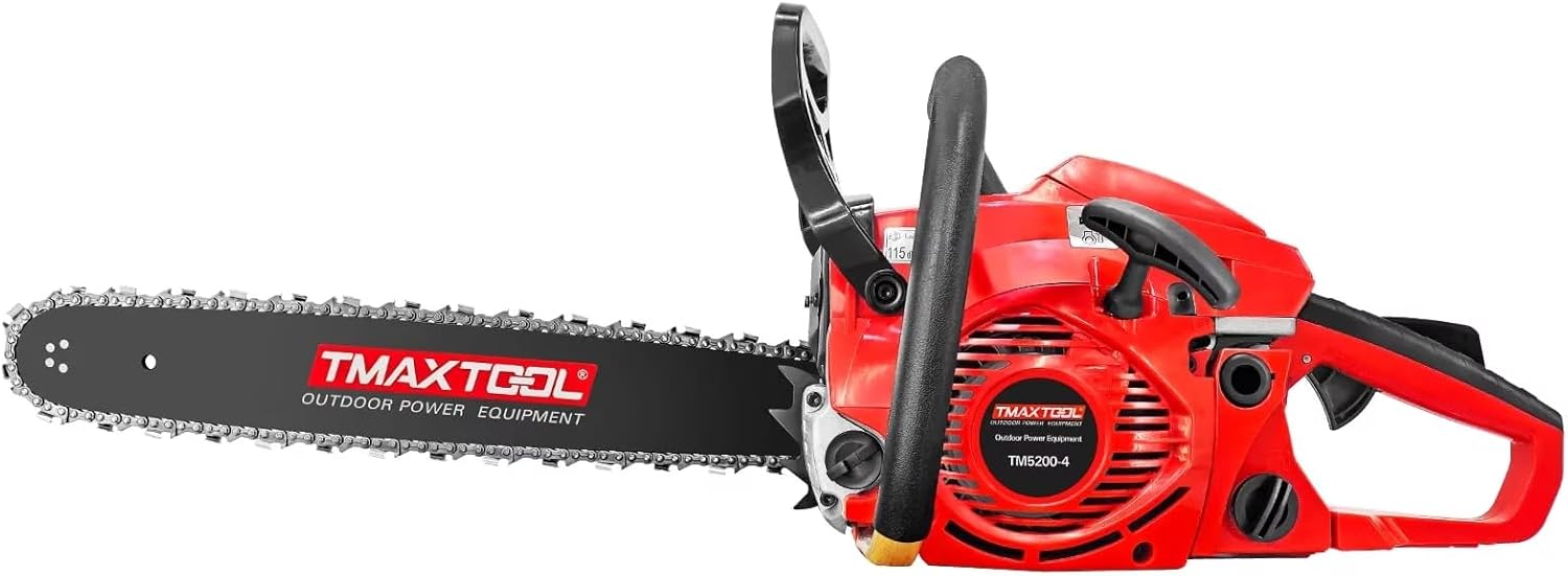 20 Inch Gas Chainsaw, 62cc Powerful Chain Saw, Handheld Electric Power Chainsaw with 2 Stroke, Electric Cordless for Pruning, Limbing, and Sawmill Operations (Red)