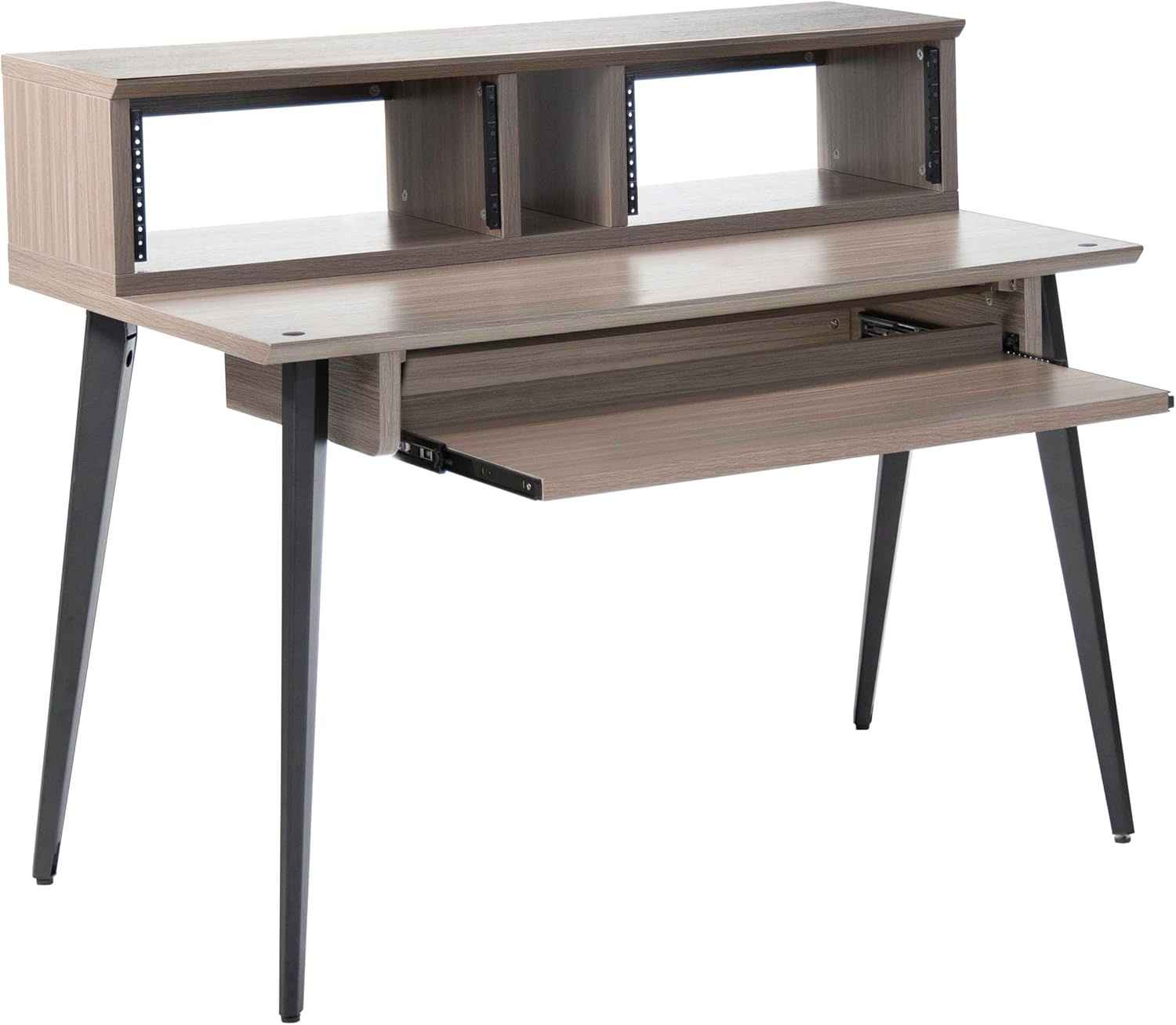 Gator Frameworks Elite Series Studio Desk Workstation with (8U) Adjustable Rack Shelves and Sliding Keyboard Tray, Driftwood Grey Finish (GFW-ELITEDESK-Gry)