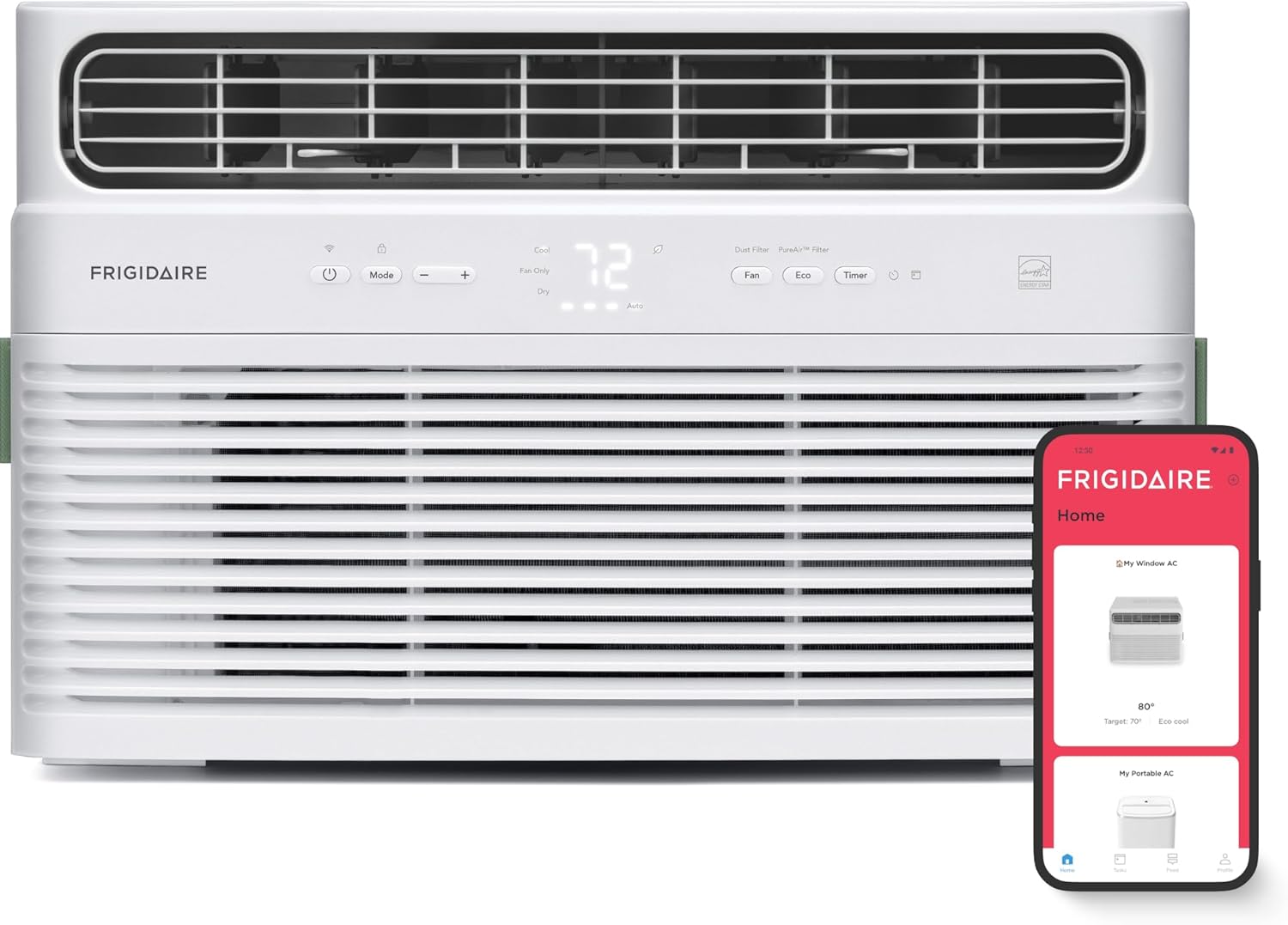 Frigidaire 8,000 BTU Smart Inverter Window Air Conditioner with Wi-Fi and Energy Star Certification, Cools Up to 350 Sq. Ft., Ultra Quiet Operation, White