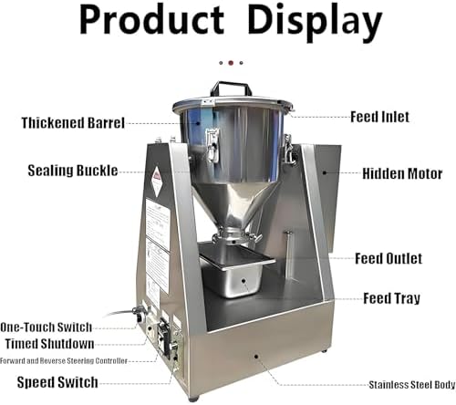 20L Electric Dry Powder Mixer, Stainless Steel Particle Blender, 360° Rotating Powder Mixing Machine for Laboratory & Food Processing, Ideal for Teaching and Research